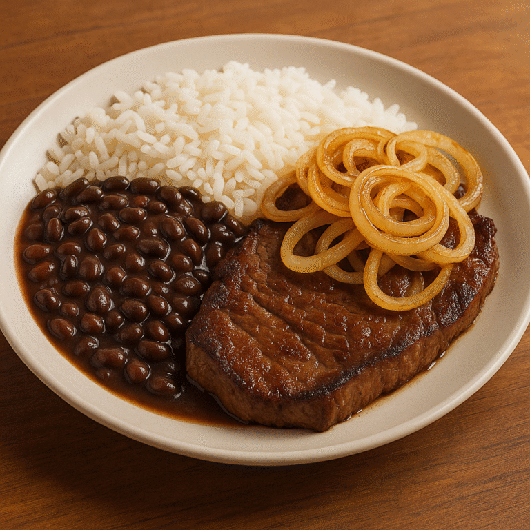 Arroz com Feijão e Bife Acebolado: Um Clássico Brasileiro