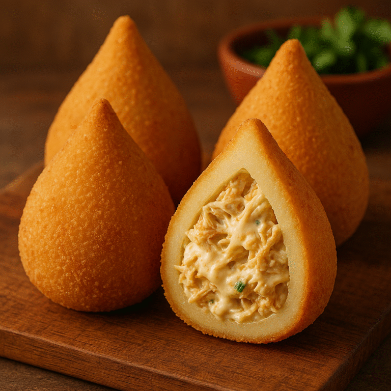 Coxinha de Frango com Recheio Cremoso que Derrete na Boca