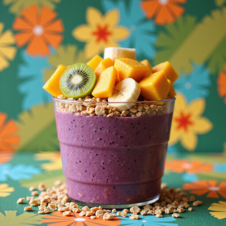 Copo de Açaí com Granola e Frutas Tropicais Copo de Açaí com Granola e Frutas Tropicais