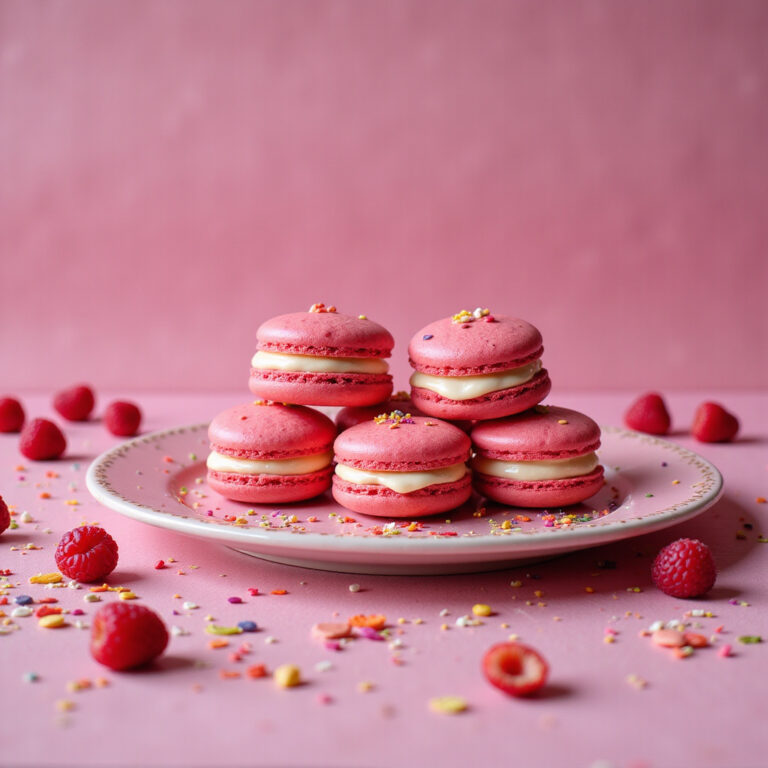 Delicious Raspberry Macarons with White Chocolate Filling