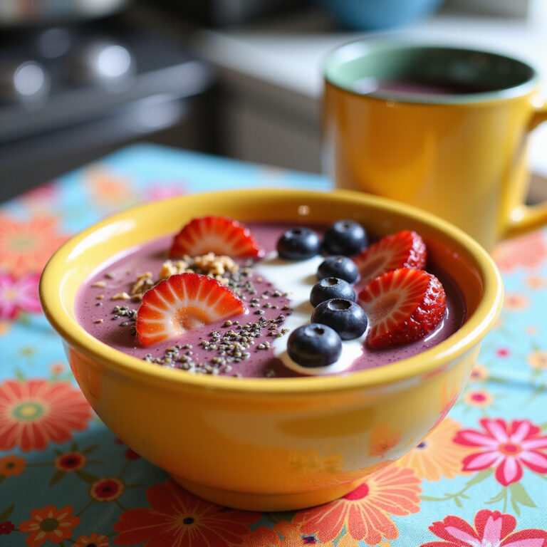 Smoothie Bowl de Frutas Vermelhas com Sementes Energizante para Começar o Dia