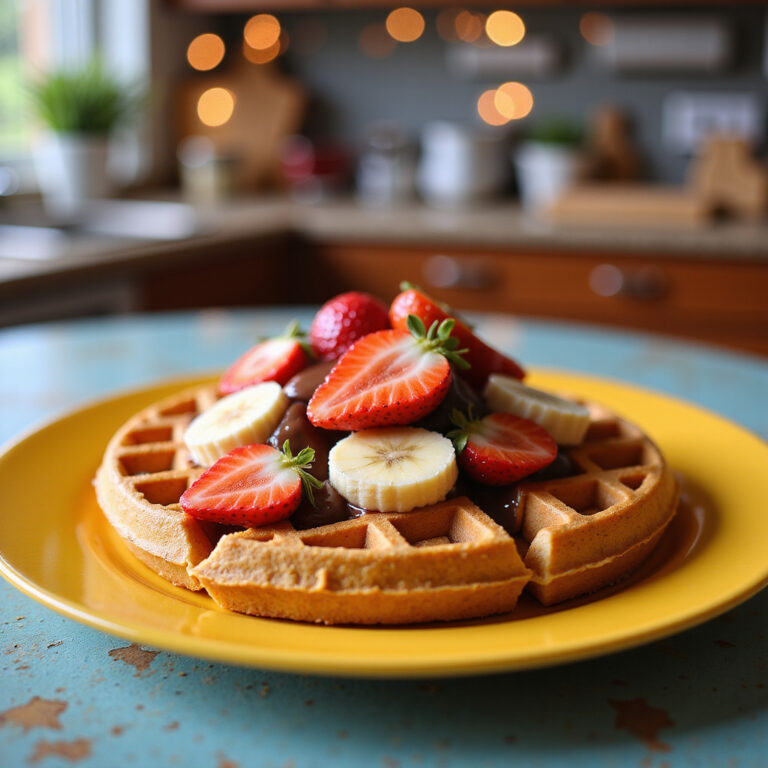 Waffle com Nutella, Banana e Morango: Um Café da Manhã Irresistível e Rápido