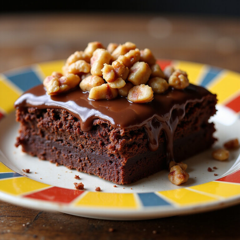 Irresistible Brownie with Nuts and Chocolate Sauce