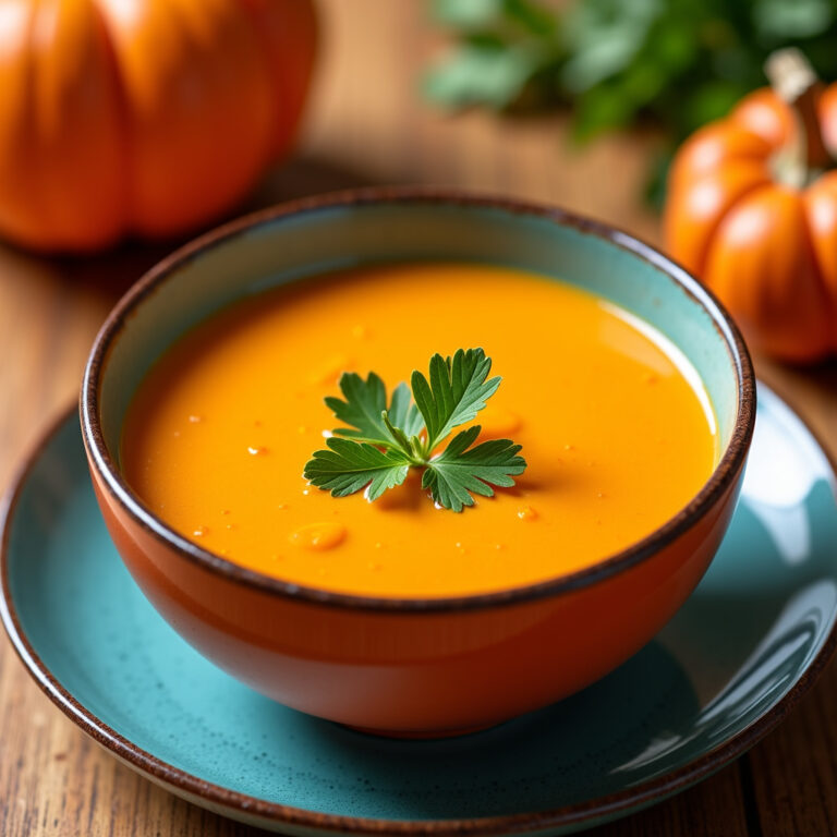 Sopa de Abóbora com Creme de Leite e Salsinha