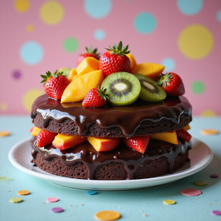 Bolo Espelhado de Chocolate com Frutas Decorativas que Encanta