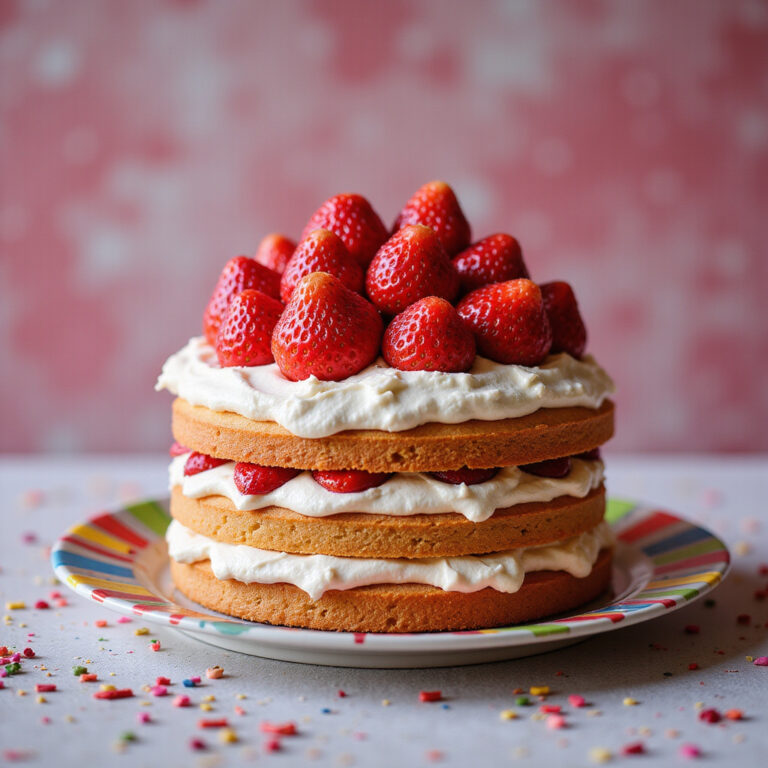 Bolo de Morango com Chantilly Colorido para Festas
