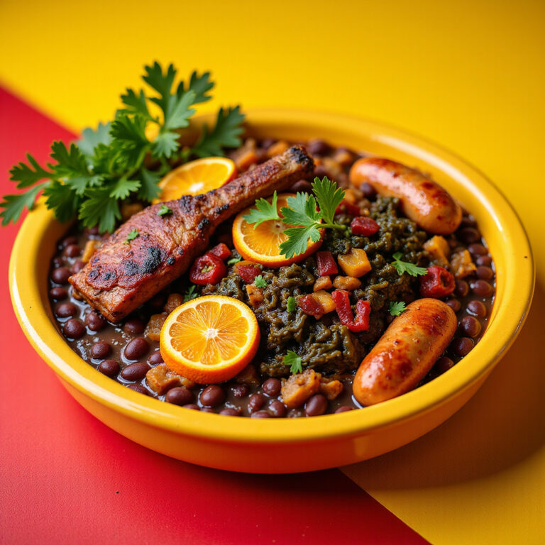 Feijoada Completa com Laranja e Couve em Estilo Tradicional