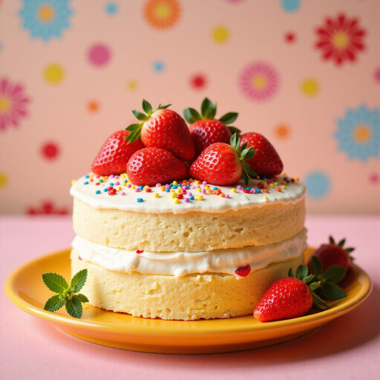 Bolo de Leite Ninho com Morangos Fofinho