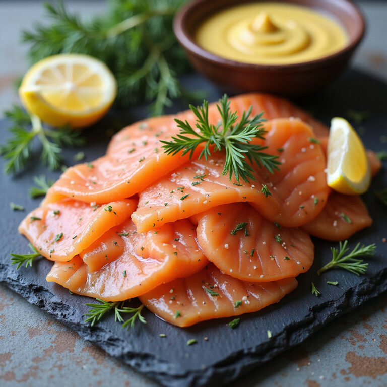 Gravlax de Salmão com Endro e Mostarda Sueca
