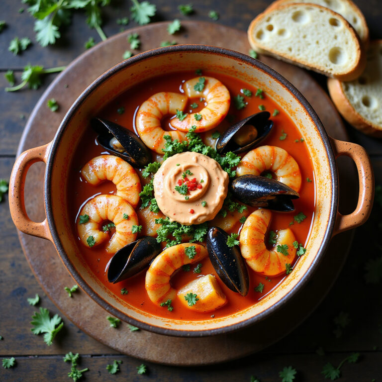Bouillabaisse de Frutos do Mar com Aioli de Pimentão Vermelho 🦞🌶️
