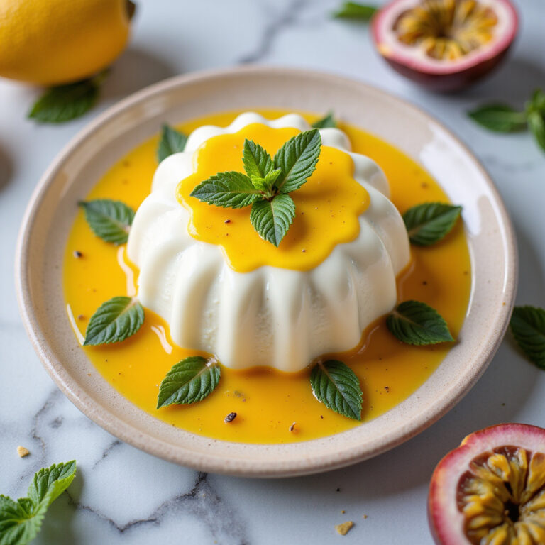 Bavarois de Maracujá com Espelho de Chocolate Branco