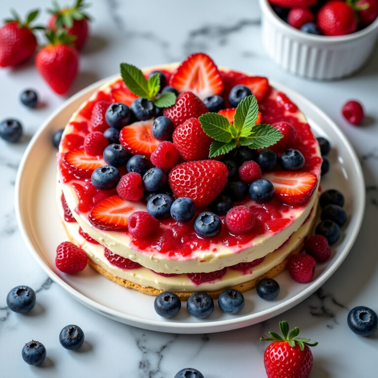 Pavê de Frutas Vermelhas em Camadas Vibrantes