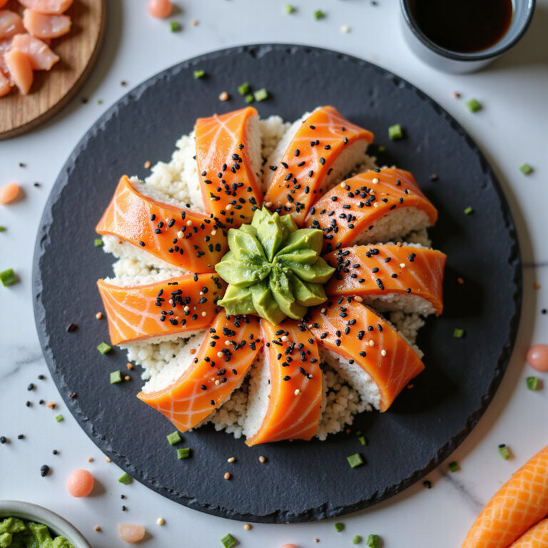 Sushi de Salmão com Abacate e Gergelim Preto