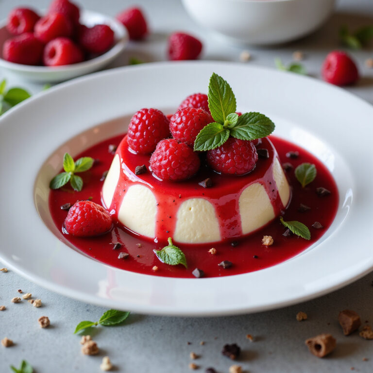 Panna Cotta de Baunilha com Calda de Framboesa