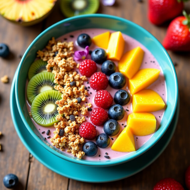 Smoothie Bowl de Frutas Tropicais com Granola
