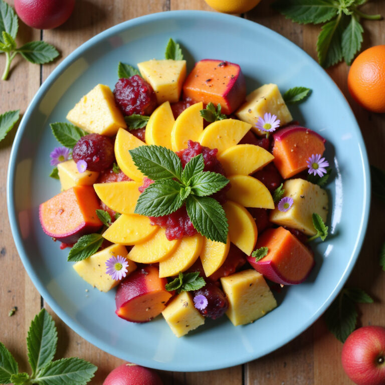 Tábua de Frutas Tropicais com Hortelã Fresca