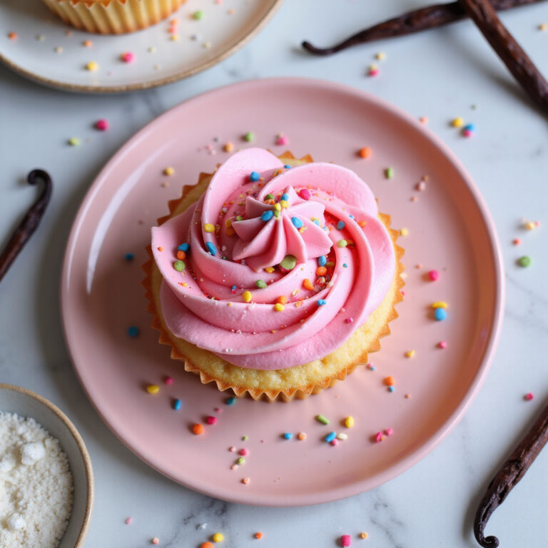 Cupcake de Baunilha com Cobertura Rosa Neon