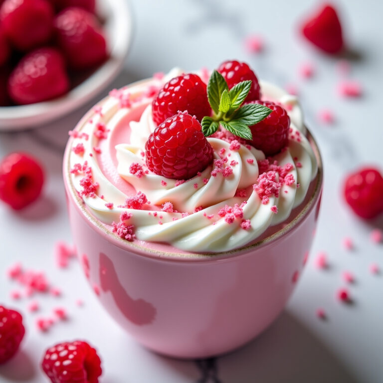 Milkshake de Framboesa com Chantilly Espiralado Milkshake de Framboesa com Chantilly Espiralado