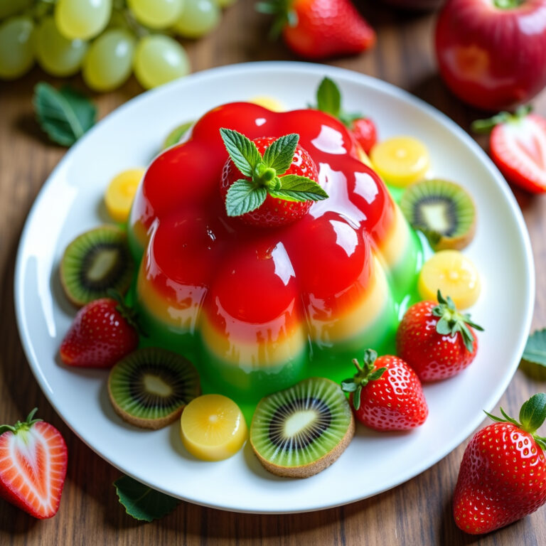 Gelatina Bicolor com Frutas no Meio
