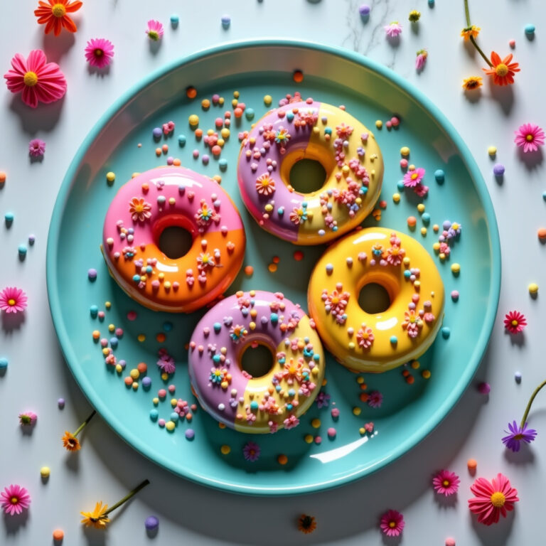 Donuts Glaceados Coloridos com Confeitos