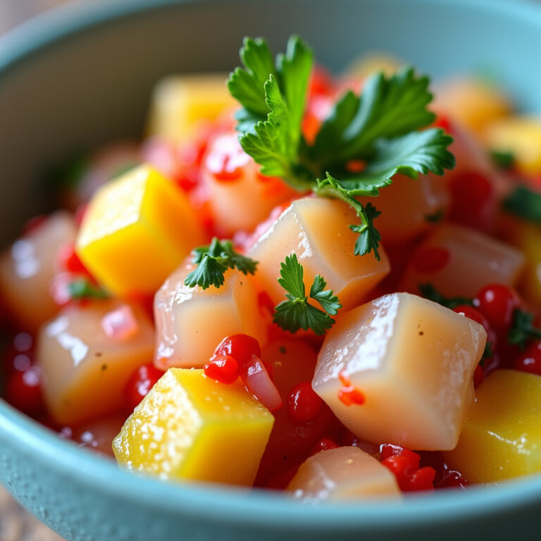 Ceviche de Tilápia com Manga: Frescor Tropical em Cada Garfada
