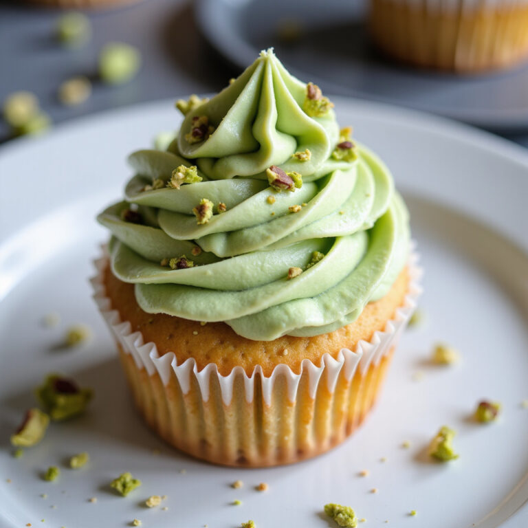 Cupcake de Pistache com Cobertura Verde Clarinha