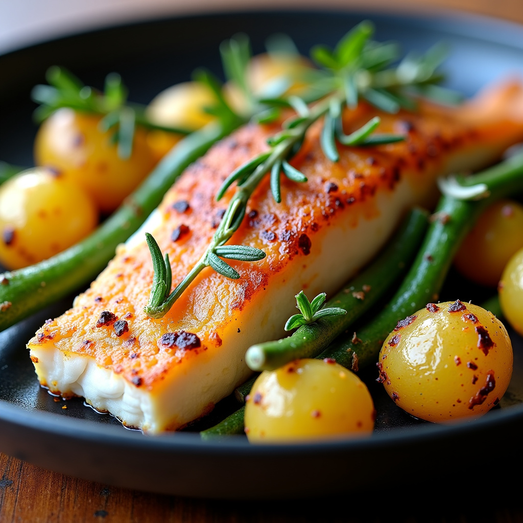 Peixe Assado com Batatas e Ervas