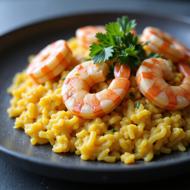 Receita de Arroz de Camarão com Açafrão Cremoso e Sofisticado