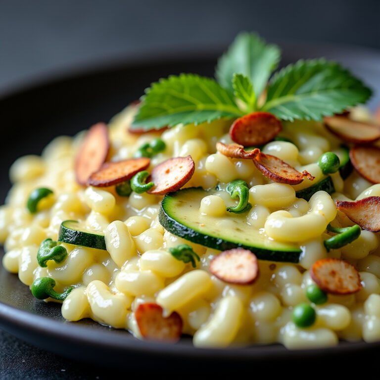 Risoto de Abobrinha com Queijo Brie e Amêndoas