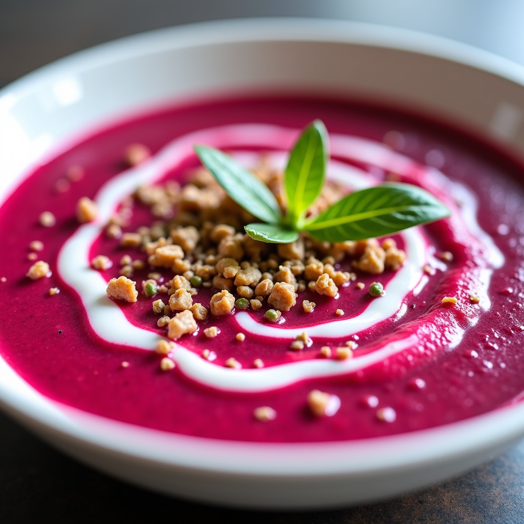 Foto da receita Sopa de Beterraba com Creme de Coco