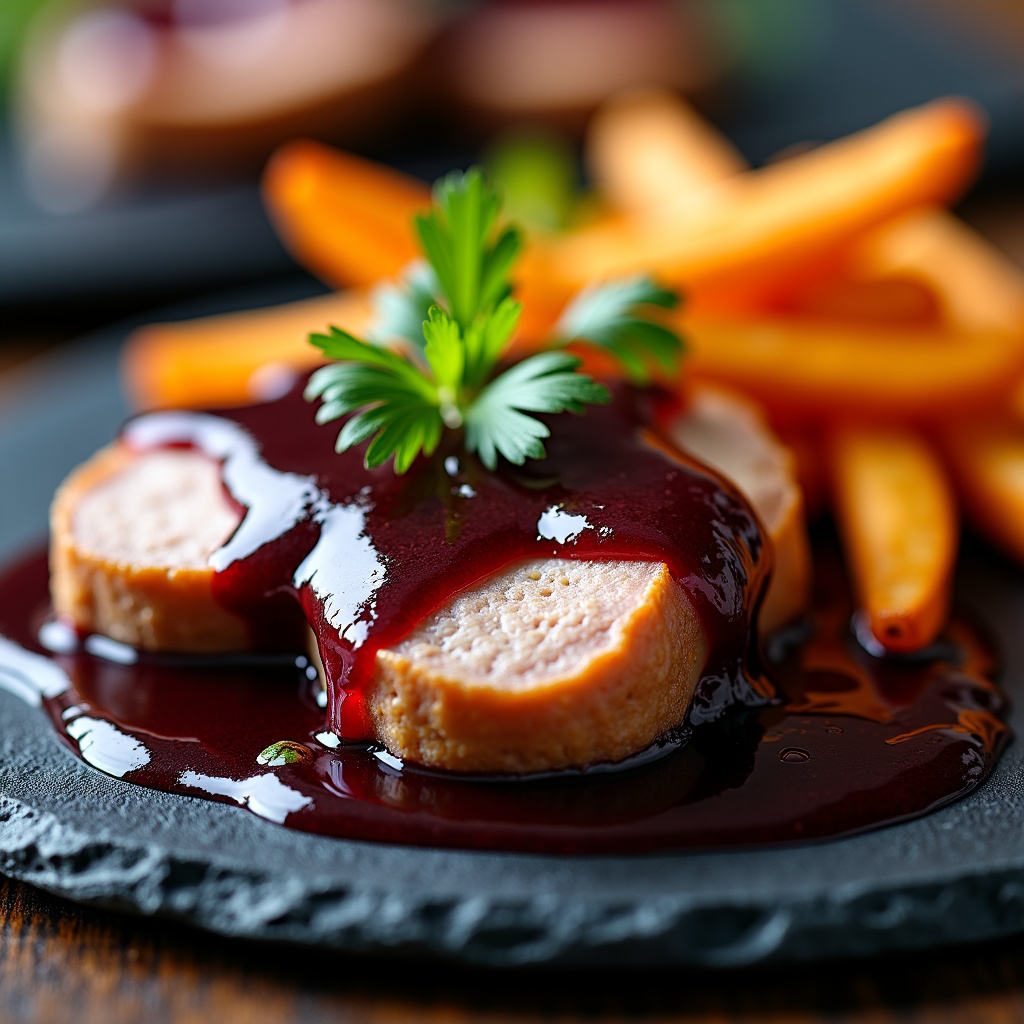 Foto da receita Receita de Filé Suíno ao Molho de Ameixa com Batata-Doce Frita
