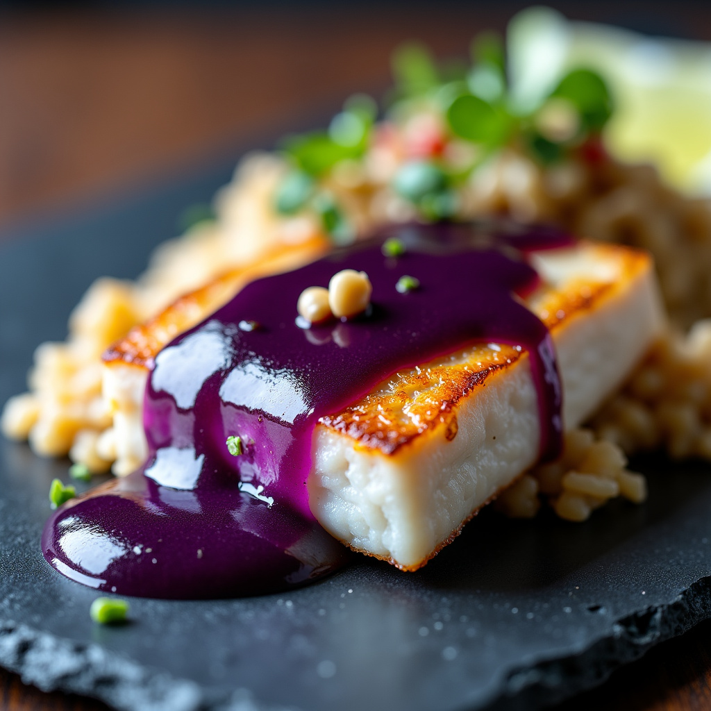 Foto da receita Peixe ao Molho de Açaí e Arroz de Castanha
