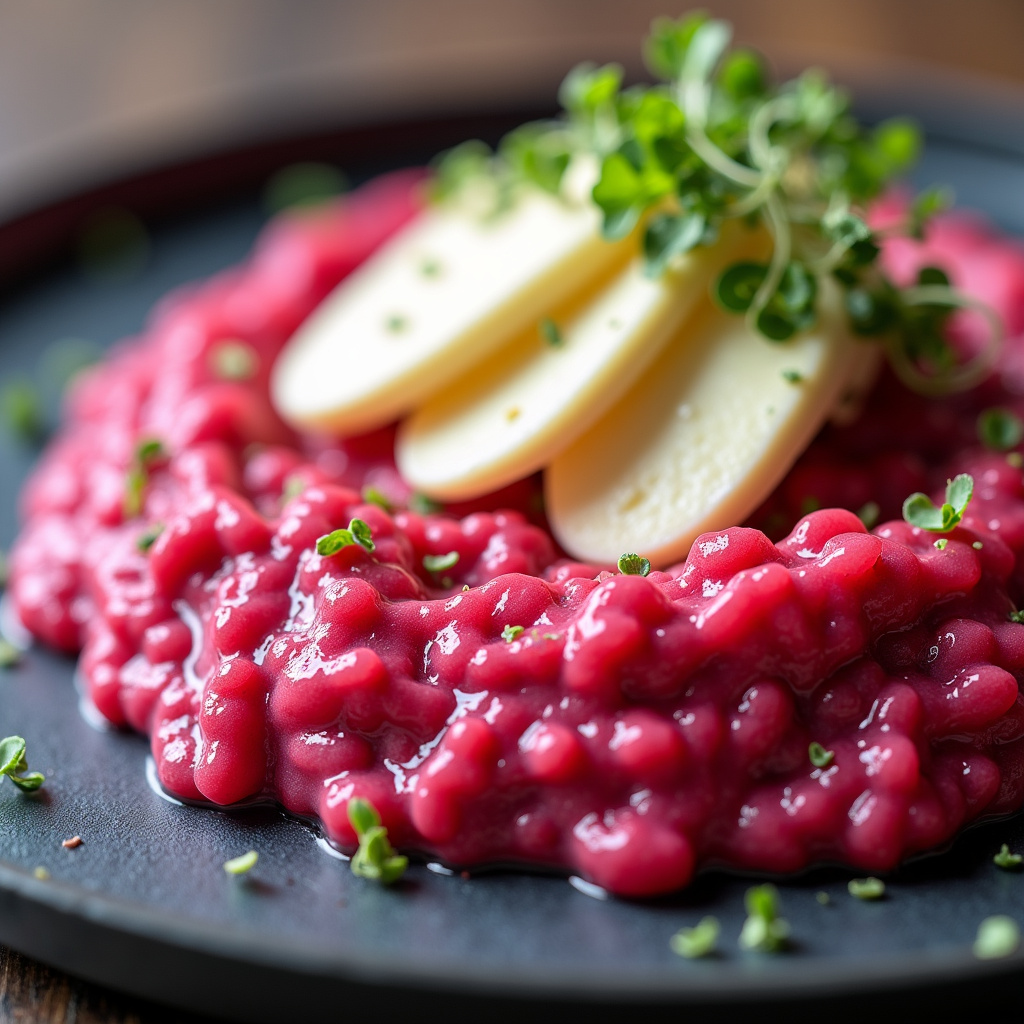 Foto da receita Risoto Rosa de Beterraba com Queijo Brie: Uma Obra de Arte no seu Prato