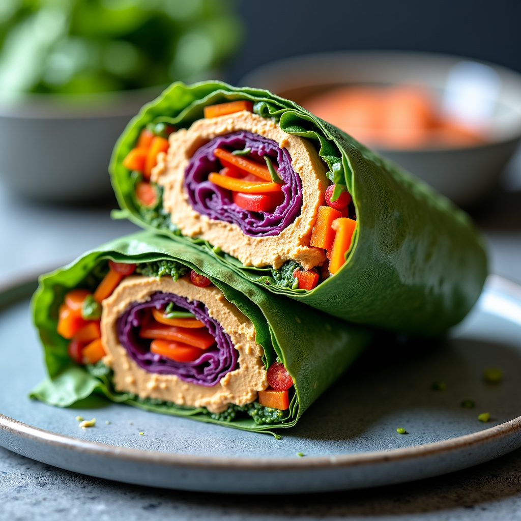 Foto da receita Wrap Verde de Espinafre com Recheio Colorido
