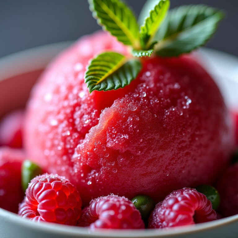 Sorbet de Framboesa com Hortelã Para Dias Quentes