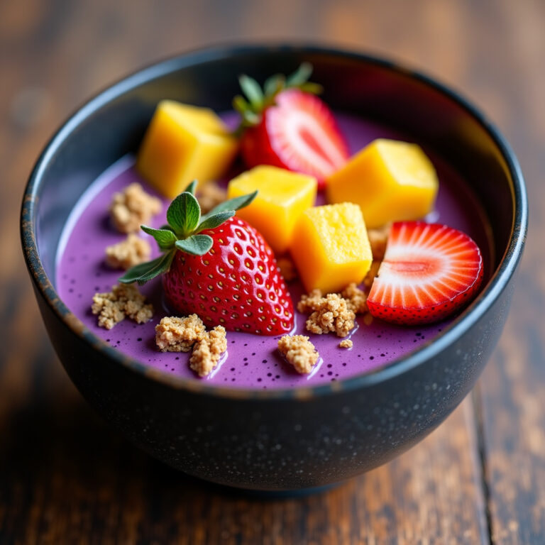 Receita de Açaí com Granola e Frutas Tropicais