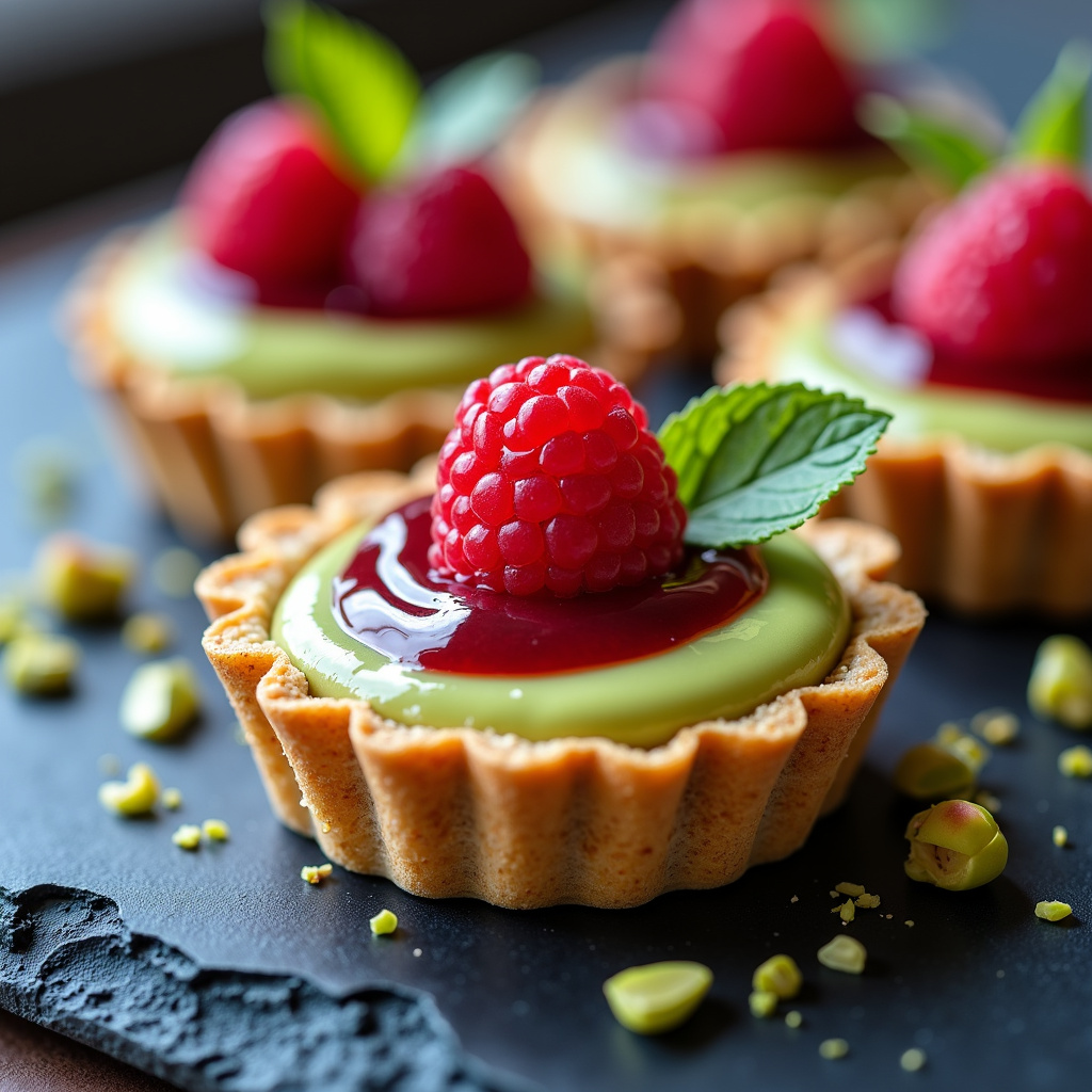 Foto da receita Tarteletes de Framboesa e Pistache: Uma Jóia da Confeitaria