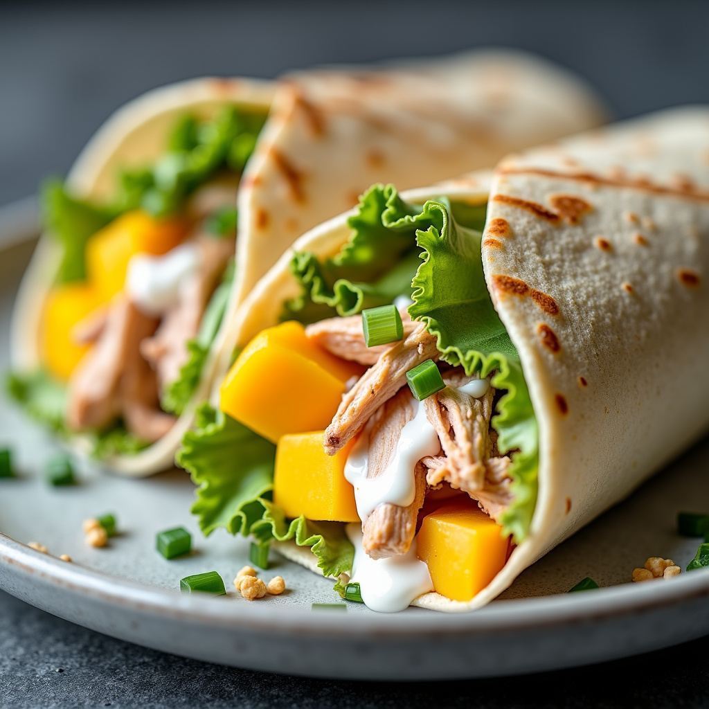 Foto da receita Wraps de Frango com Molho de Iogurte e Manga