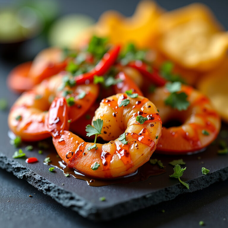 Camarão ao Molho de Tamarindo com Chips de Batata-Baroa