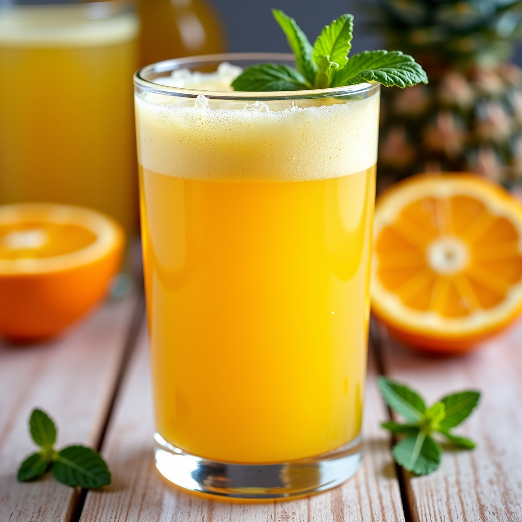 Foto da receita Suco Refrescante de Abacaxi, Gengibre e Laranja
