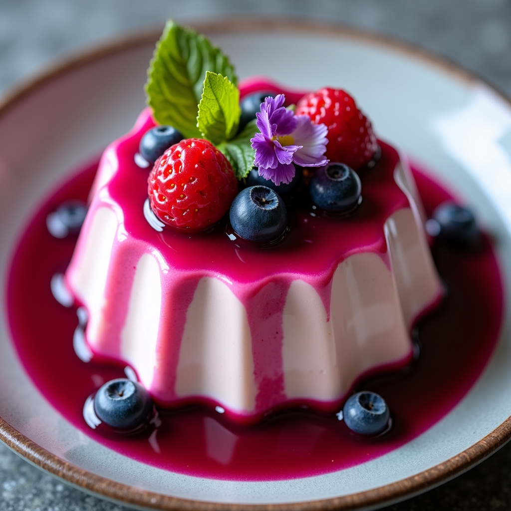 Foto da receita Pudim de Coco e Flor de Hibisco: Uma Sobremesa Sofisticada