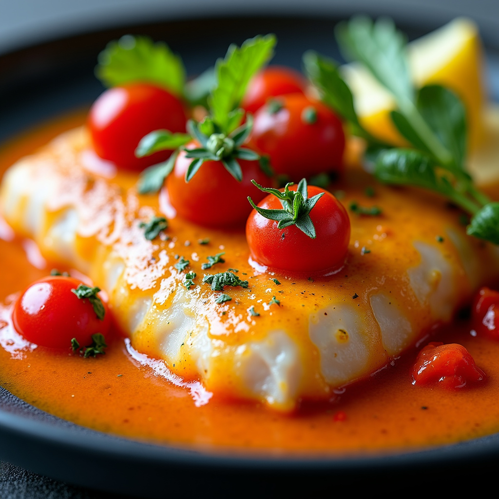 Foto da receita Filé de Peixe ao Molho de Laranja e Tomates Cereja