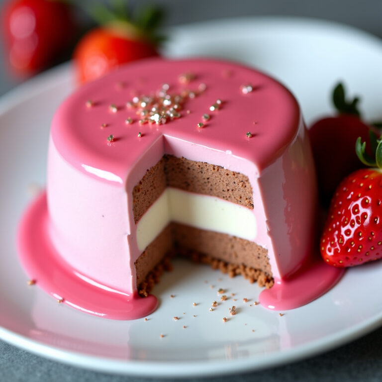 Mousse Napolitano com Glaçagem Espelhada: Uma Sobremesa Incrível