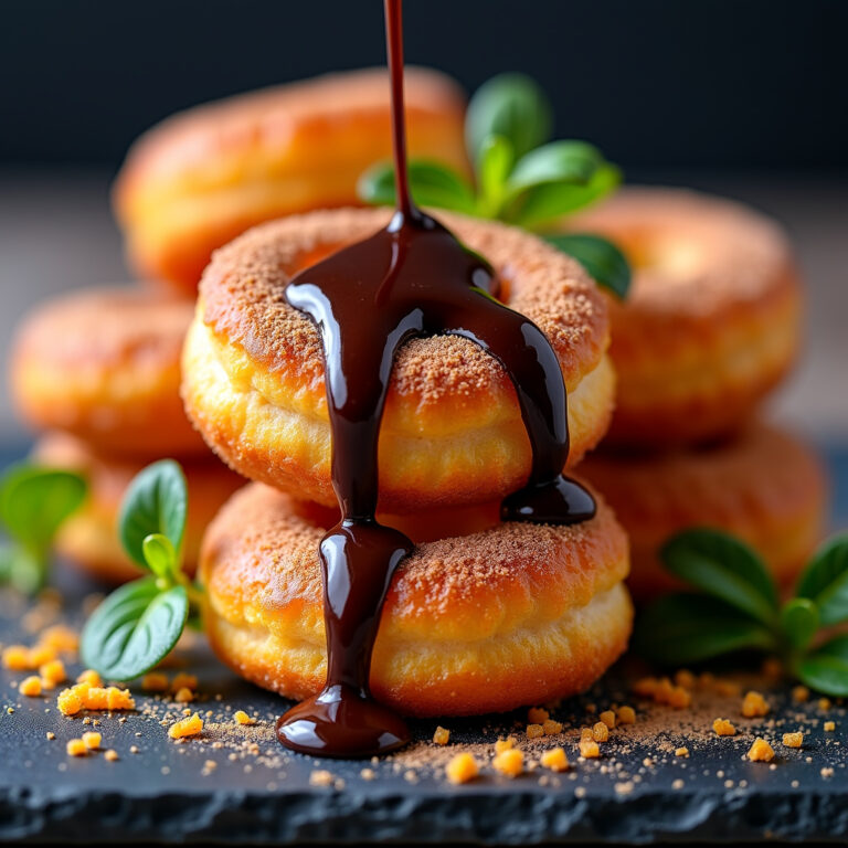 Bolinho de Chuva com Calda de Chocolate Amargo e Laranja
