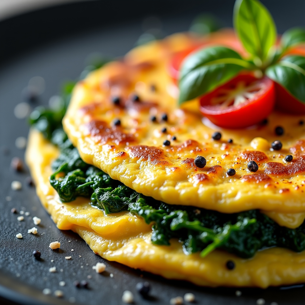 Foto da receita Omelete de Espinafre Cremoso e Fácil