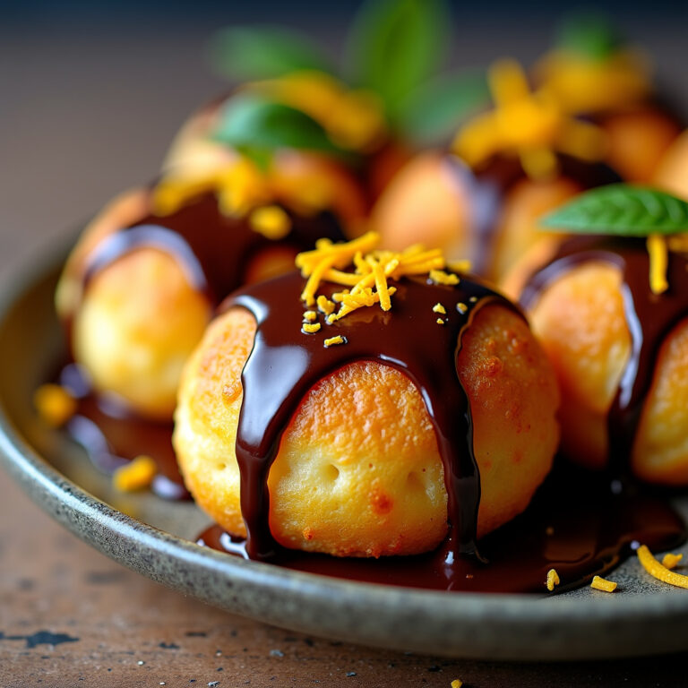 Bolinho de Chuva com Calda de Chocolate Amargo e Laranja: Aconchego e Sabor