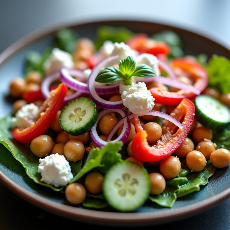 Salada Mediterrânea com Grão-de-Bico: Refrescante e Pronta em Minutos
