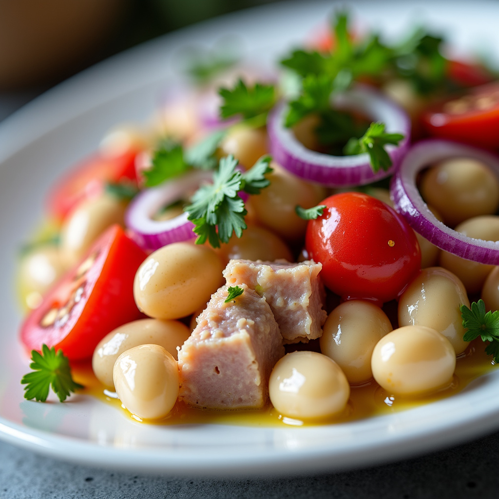 Foto da receita Salada de Feijão Branco com Atum: Refrescante e Nutritiva