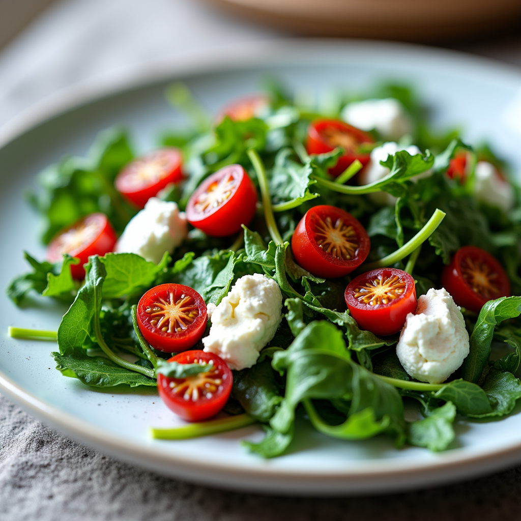 Foto da receita Salada de Rúcula com Tomate Seco e Ricota