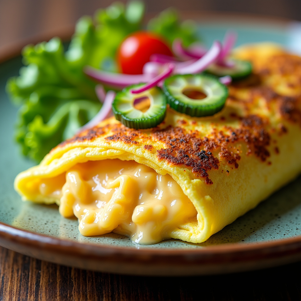 Foto da receita Omelete de Tapioca com Queijo Branco Tostado: Receita Rápida e Saudável